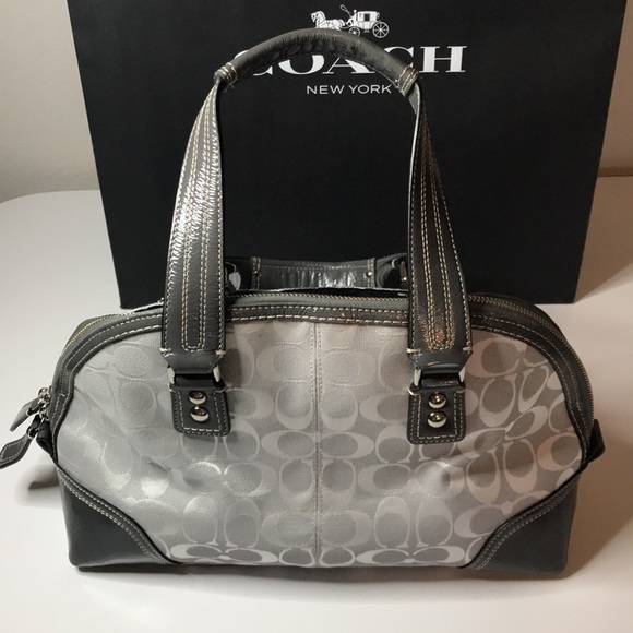 (SOLD) COACH Hampton signature satchel D1093-f13977 Classic C Grey pu… - Picture 8 of 17